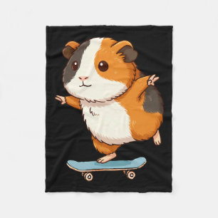 Funny Guinea Pig Skater Skateboard Ballerina Zoo B Fleece Blanket