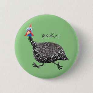 Funny Guineafowl bird cartoon illustration 6 Cm Round Badge