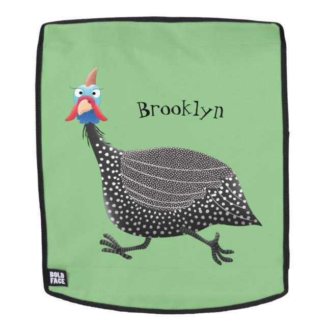 Funny Guineafowl bird cartoon illustration Backpack (Removable Face)