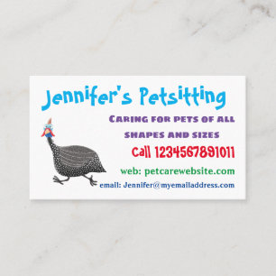Funny Guineafowl bird cartoon illustration Business Card