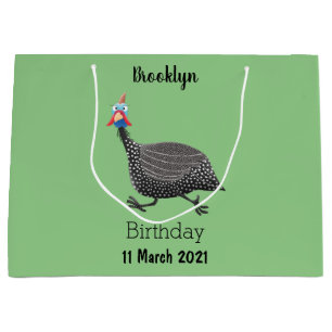 Funny Guineafowl bird cartoon illustration Large Gift Bag