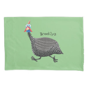 Funny Guineafowl bird cartoon illustration Pillowcase