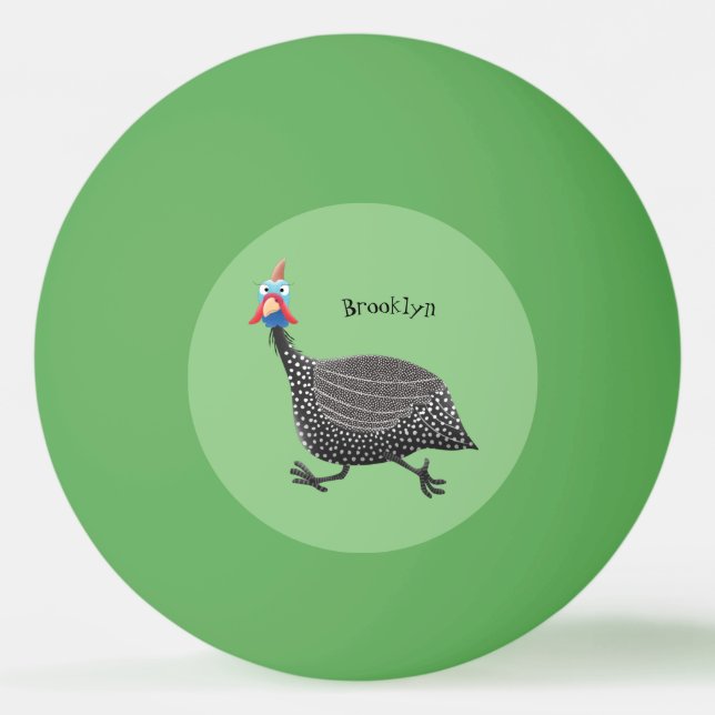 Funny Guineafowl bird cartoon illustration Ping Pong Ball (Front)