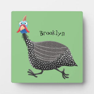 Funny Guineafowl bird cartoon illustration Plaque