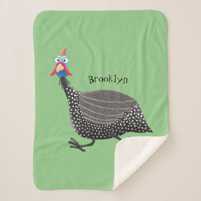 Funny Guineafowl bird cartoon illustration  Sherpa Blanket (Front)