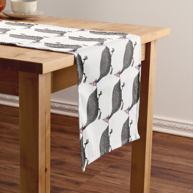 Funny Guineafowl bird cartoon illustration  Short Table Runner (In Situ)