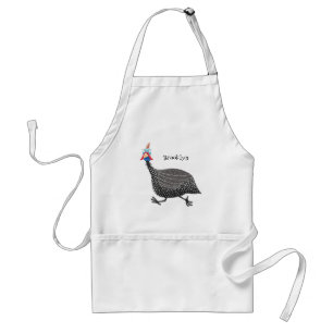 Funny Guineafowl bird cartoon illustration  Standard Apron