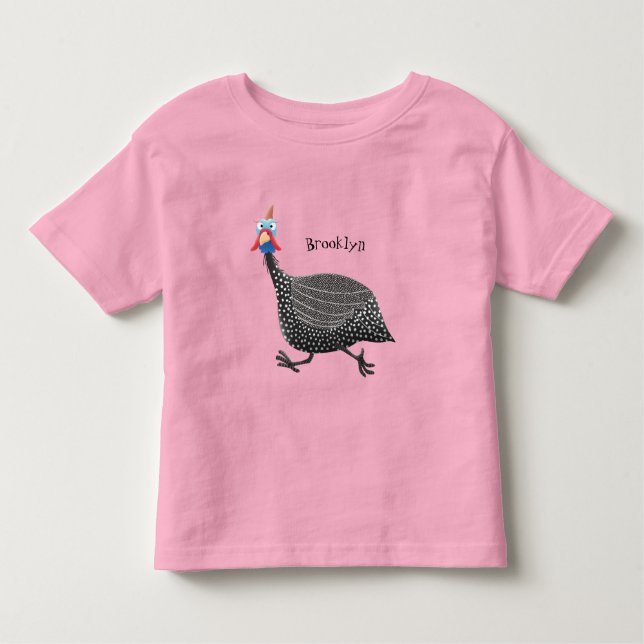 Funny Guineafowl bird cartoon illustration Toddler T-Shirt (Front)