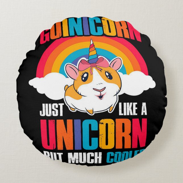 Funny Guinicorn Guinea Pig Lover Pet Owner Gift Round Cushion (Front)
