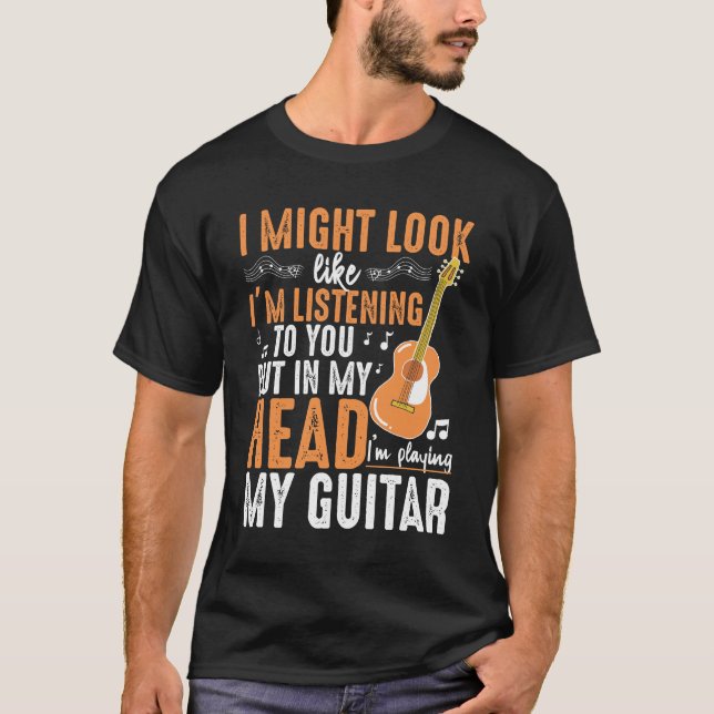 Funny Guitar Addicted Musician Guitarist Player T-Shirt (Front)