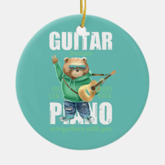 Funny Guitar Bear Because You Can't Carry Piano Ceramic Tree Decoration