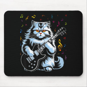Funny Guitar Cat Rock Playing Mouse Pad