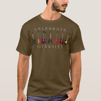 Funny Guitar Celebrate Diversity Vintage Music372 T-Shirt