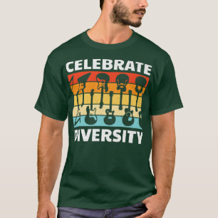 Funny Guitar Celebrate Diversity Vintage Music735 T-Shirt