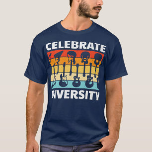 Funny Guitar Celebrate Diversity Vintage Music 738 T-Shirt
