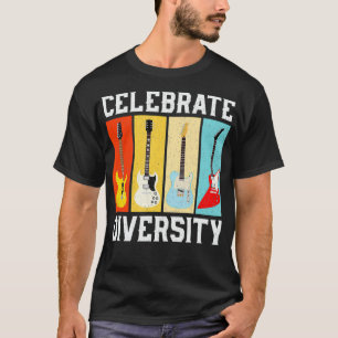 Funny Guitar Celebrate Diversity Vintage Music Gif T-Shirt