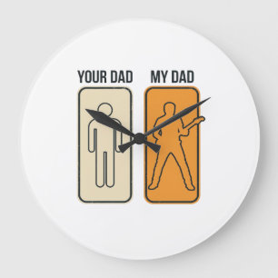 Funny Guitar Dad Vintage Engraving Shirt Design_1 Large Clock