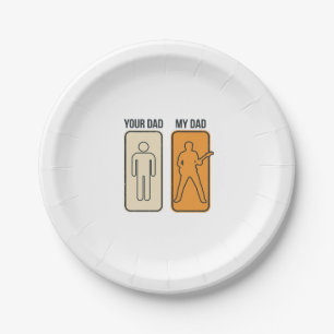 Funny Guitar Dad Vintage Engraving Shirt Design_1 Paper Plate