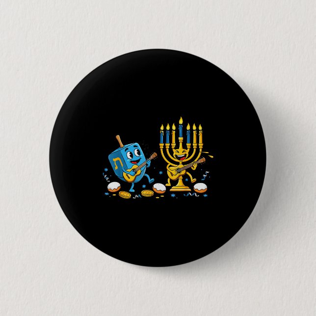 Funny Guitar Dreidel Menorah Hanukkah Kids Womens  6 Cm Round Badge (Front)
