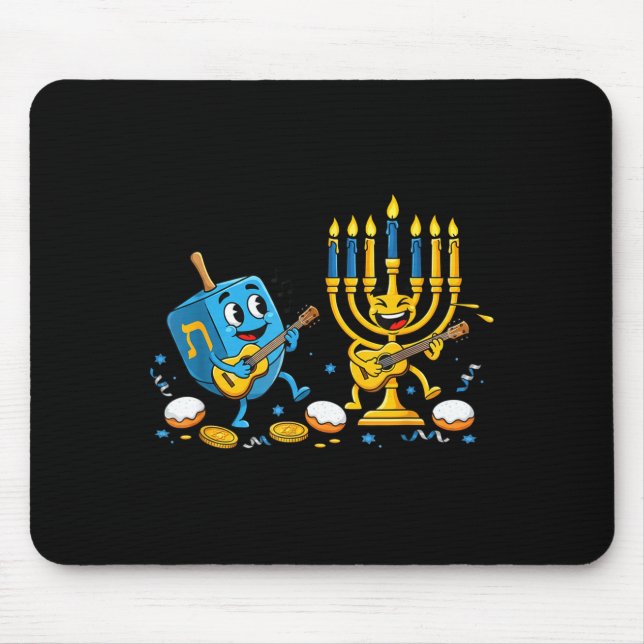 Funny Guitar Dreidel Menorah Hanukkah Kids Womens  Mouse Pad (Front)