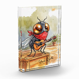 Funny Guitar Fly Art Photo Block