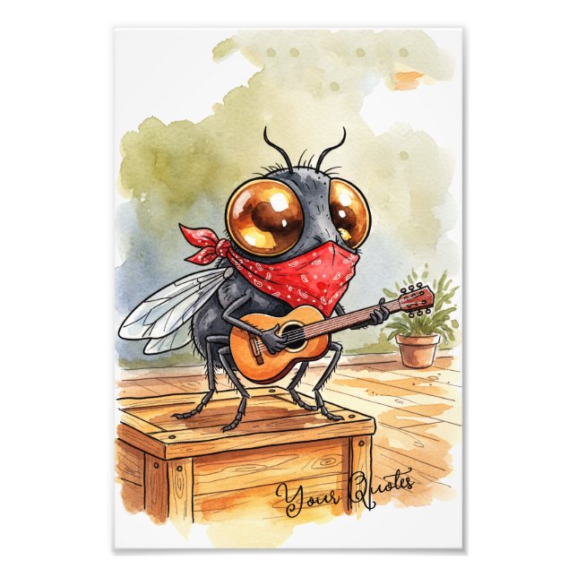 Funny Guitar Fly Art Photo Print (Front)