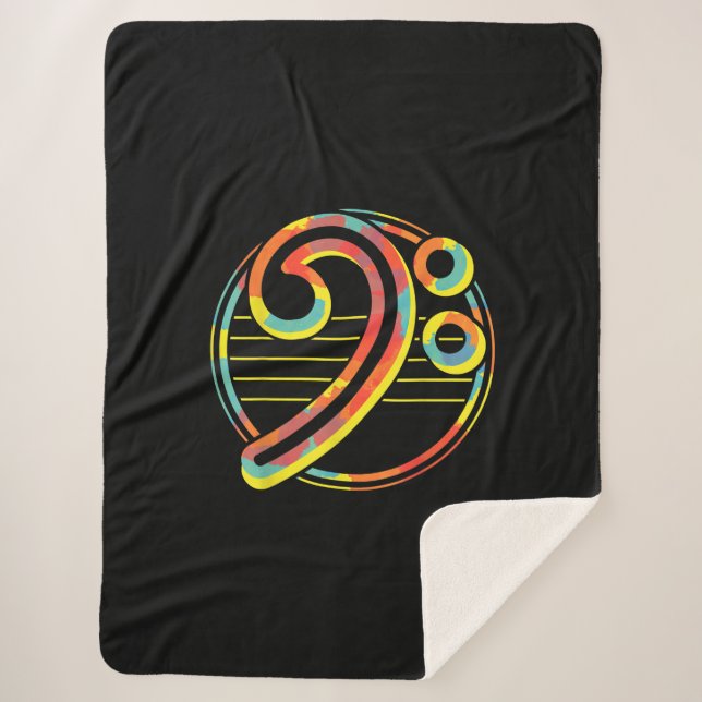 Funny Guitar Lovers |Guitar Music Lover Bass Cleff Sherpa Blanket (Front)