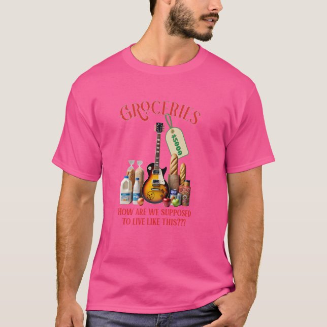 Funny Guitar Player Groceries Food Rock Blues Band T-Shirt (Front)