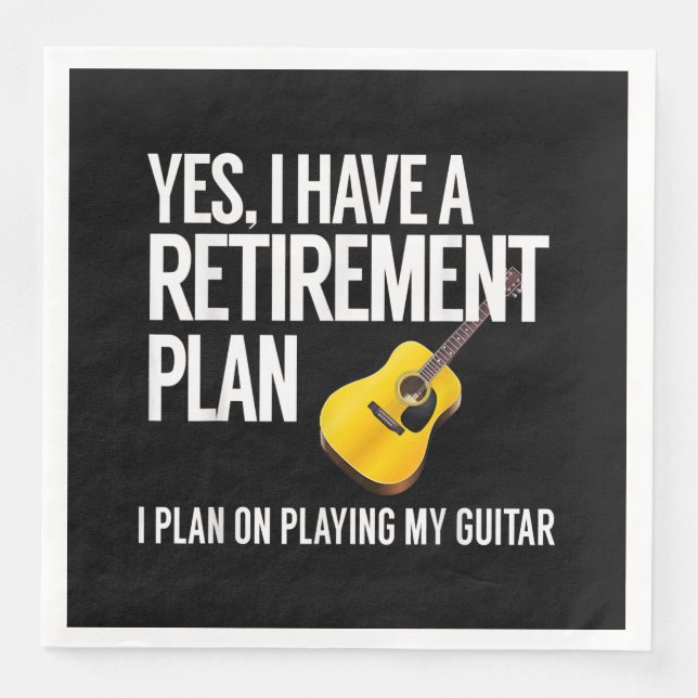 Funny Guitar Player Retirement Gift Napkin (Front)