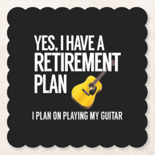 Funny Guitar Player Retirement Gift Paper Coaster