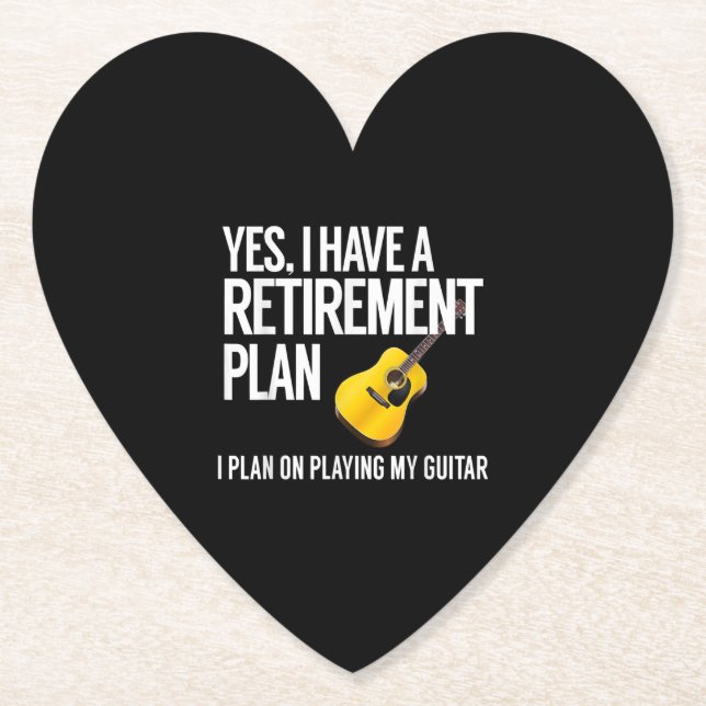 Funny Guitar Player Retirement Gift Paper Coaster (Front)