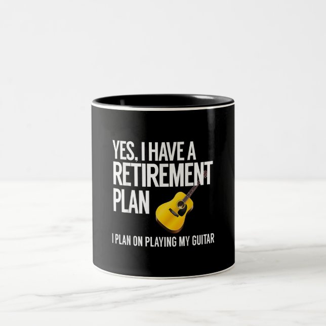 Funny Guitar Player Retirement Gift Two-Tone Coffee Mug (Center)