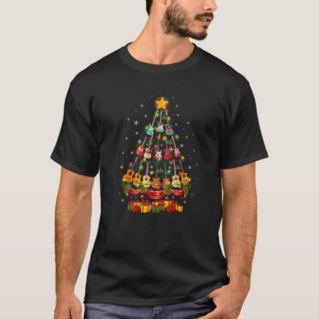 Funny Guitars Ornament Christmas Tree Lights Xmas  T-Shirt (Front)