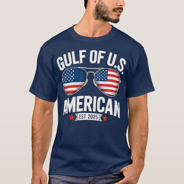 Funny Gulf Of USA Red White And Blue Sunglasses (2 T-Shirt (Front)