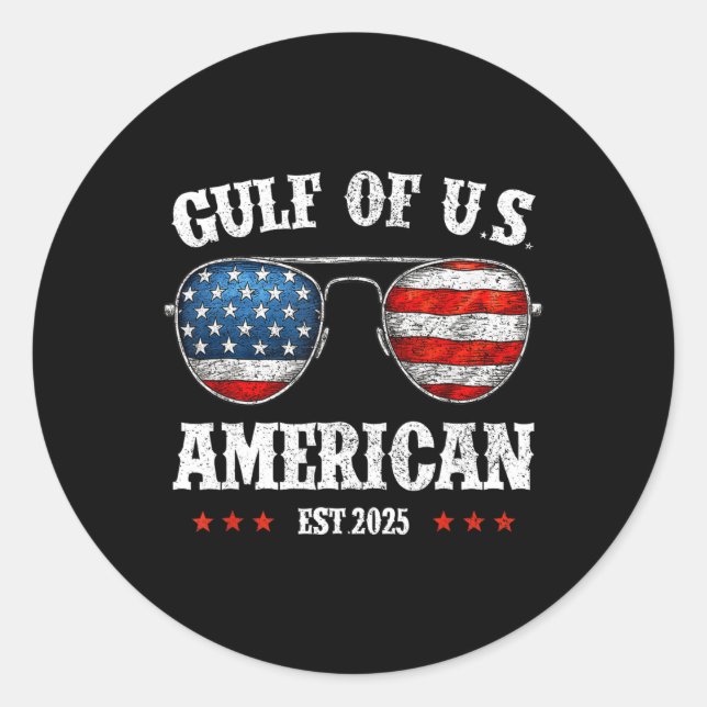 Funny Gulf Of Usa Red White And Blue Sungles  Classic Round Sticker (Front)