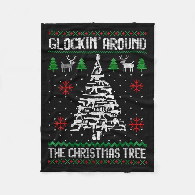 Funny Guns Ugly Christmas Sweaters For Gun Lovers  Fleece Blanket (Front)