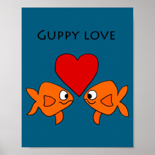 Funny Guppy Love Design Poster