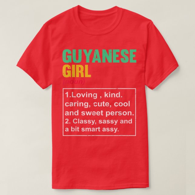Funny Guyanese Girl Definition British Pun Guyana  T-Shirt (Design Front)