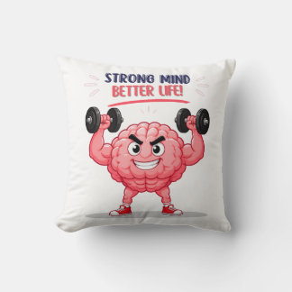Funny Gym Brain Character Mental Strength Quote De Cushion