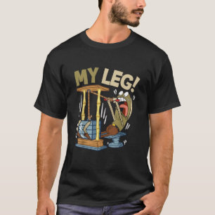 Funny Gym Cartoon   My Leg T‑shirt Design T-Shirt