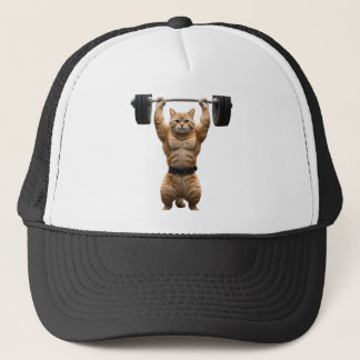 Funny Gym Cat Trucker Hat – Muscular Cat Cap