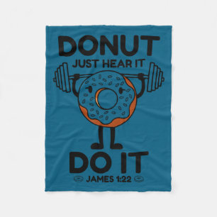 Funny Gym Donut Lifting Weight Fitness Motivation Fleece Blanket
