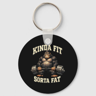 Funny Gym Gorilla_ Kinda Fit Sorta Fat Key Ring