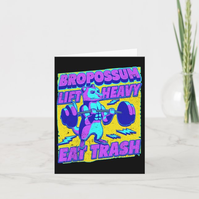 Funny Gym Lift Heavy Eat Trash Weightlifting Oposs Card (Front)