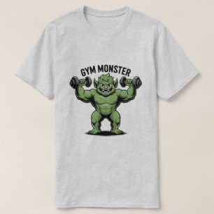 Funny Gym Monster Lifting Weights Cartoon T-Shirt
