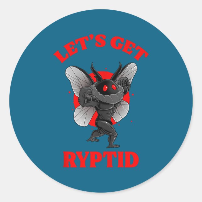 Funny Gym Mothman Shirt Cryptid Let's Get Ryptid G Classic Round Sticker (Front)