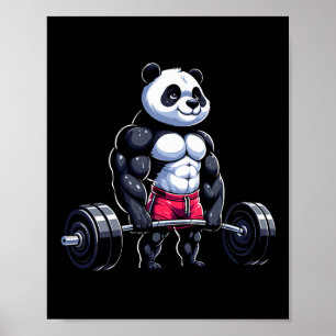Funny Gym Panda Bodybuilder Weightlifting Motivati Poster