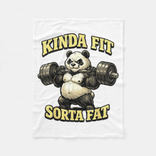Funny Gym Panda_ Kinda Fit Sorta Fat Weightlifting Fleece Blanket
