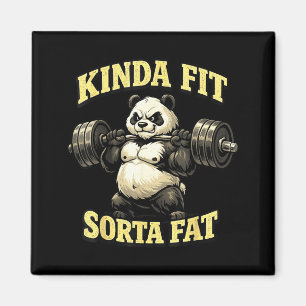 Funny Gym Panda_ Kinda Fit Sorta Fat Weightlifting Magnet