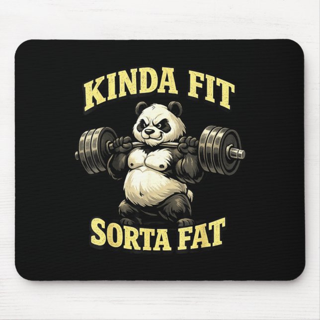 Funny gym panda_ kinda fit sorta fat weightlifting mouse pad (Front)
